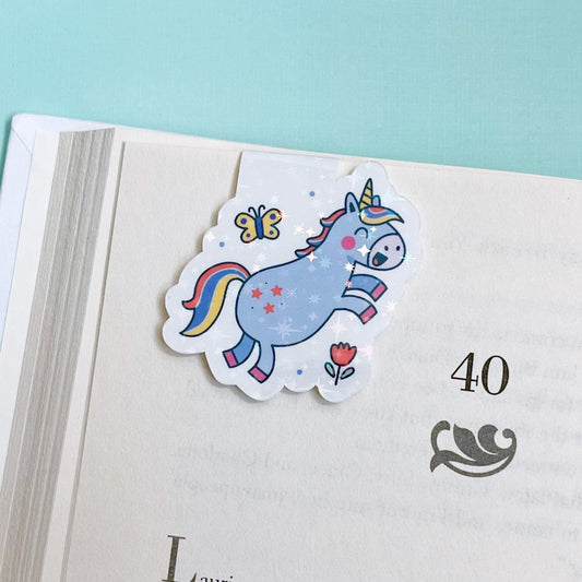 Purple Holographic Unicorn Magnetic Bookmark