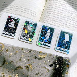 Holographic Tarot Card 4 Piece Magnetic Bookmark Set Bundle