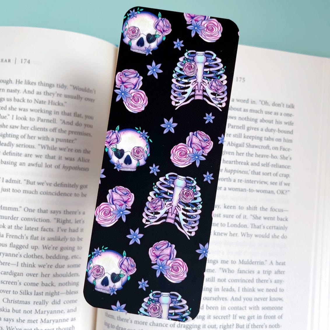 Pastel Skull Floral Bookmark