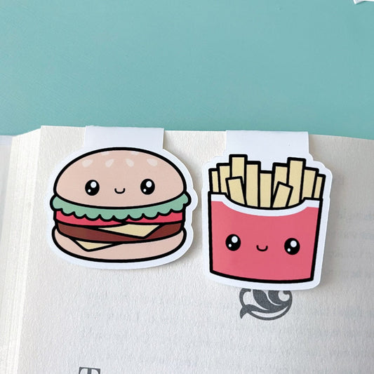 Burger and Fries Bookmark Buddies Magnetic Bookmark