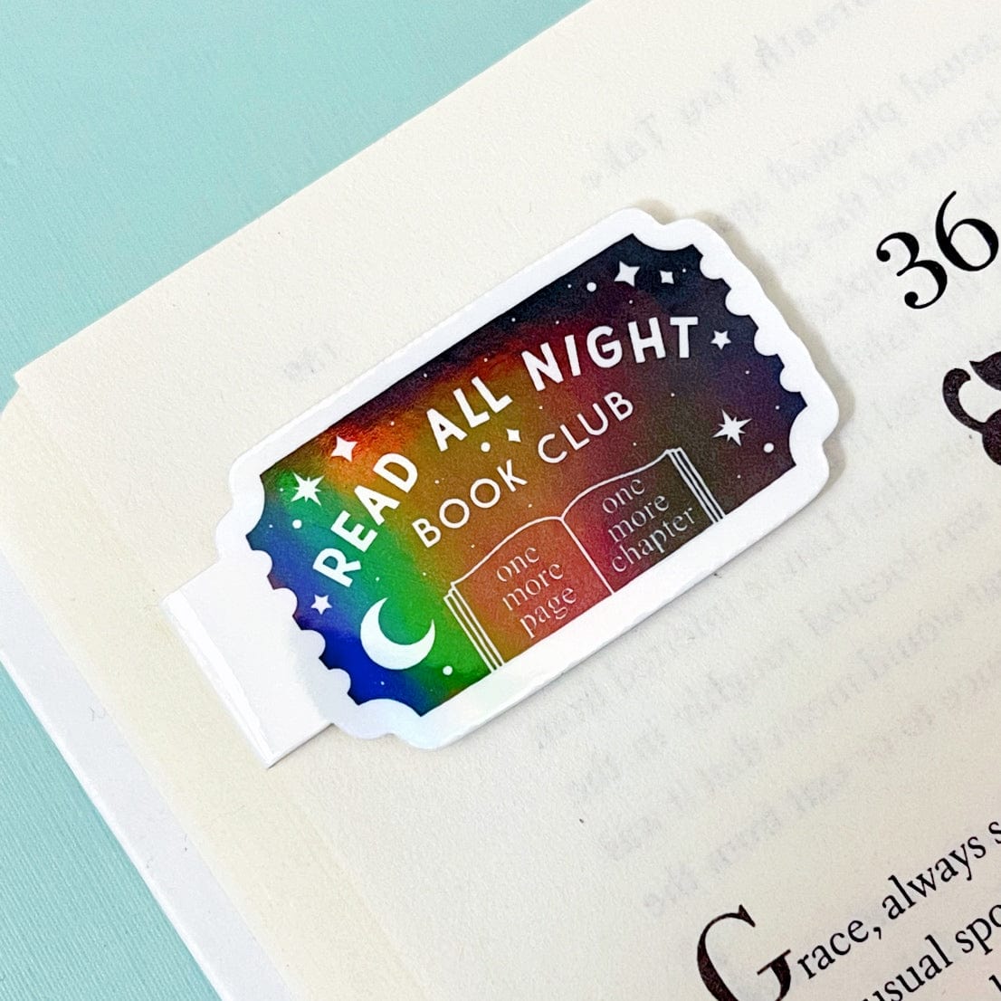 Holographic Read All Night Book Club Magnetic Bookmark