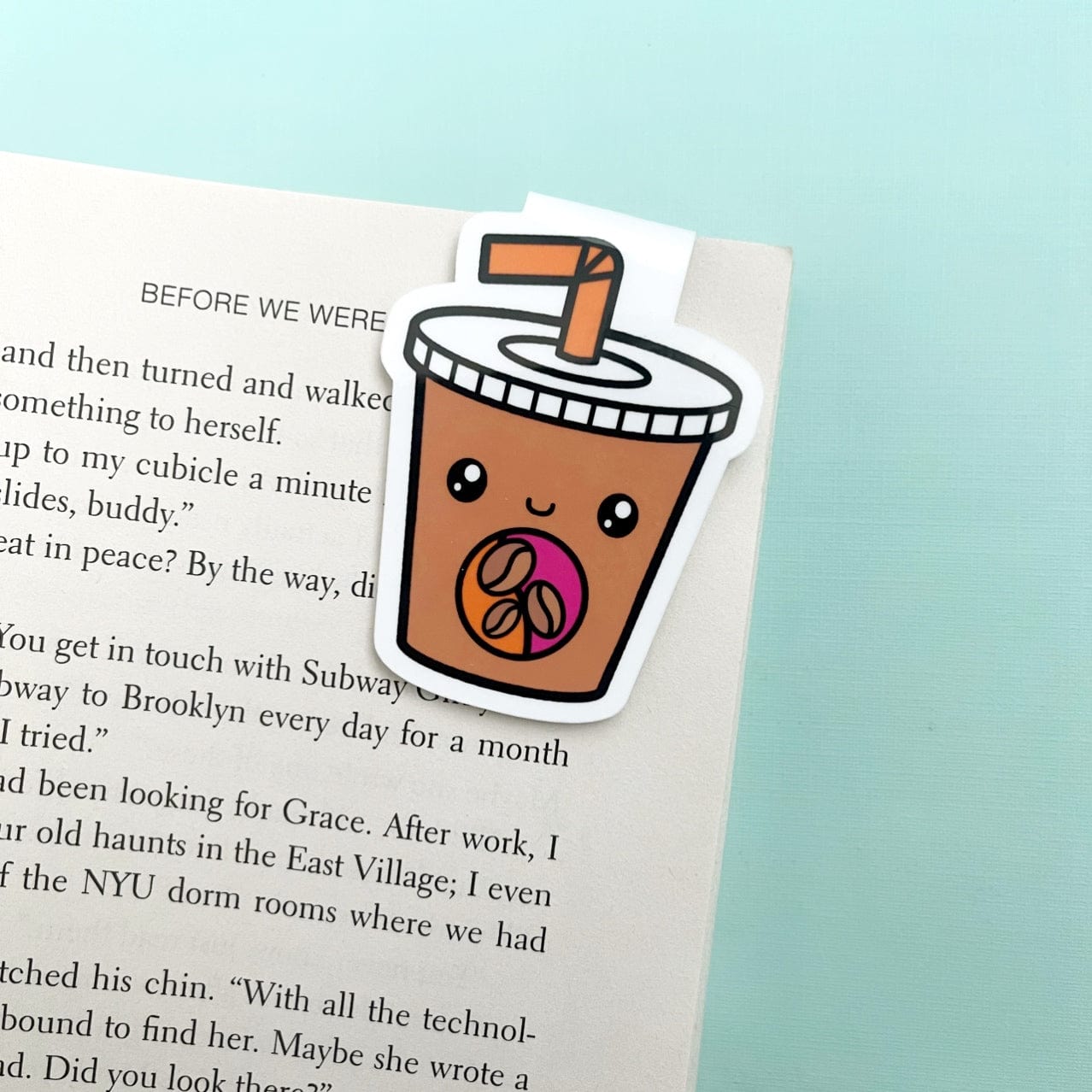 DD Orange Pink Iced Coffee Magnetic Bookmark