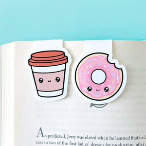 Coffee and Donuts Bookmark Buddies Magnetic Bookmark