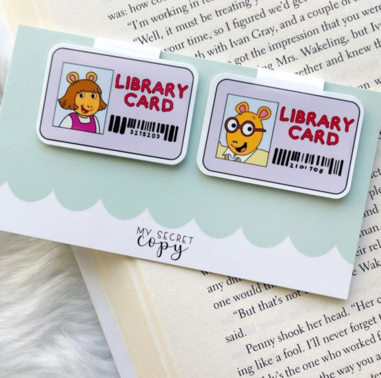 Brother and Sister Library Card Magnetic Bookmark Set
