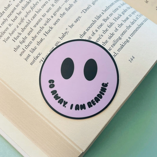 Purple Go Away I am Reading Sticker