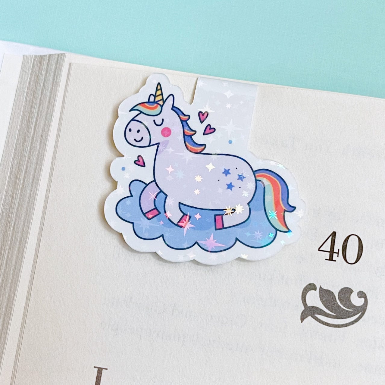 Pink Holographic Unicorn Magnetic Bookmark