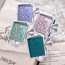 Load image into Gallery viewer, Eat Sleep Audiobook Repeat Sticker

