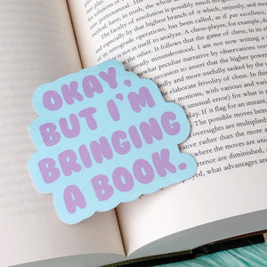 Teal and Purple Bringing My Book Sticker