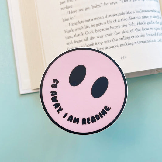 Pink Go Away I am Reading Sticker