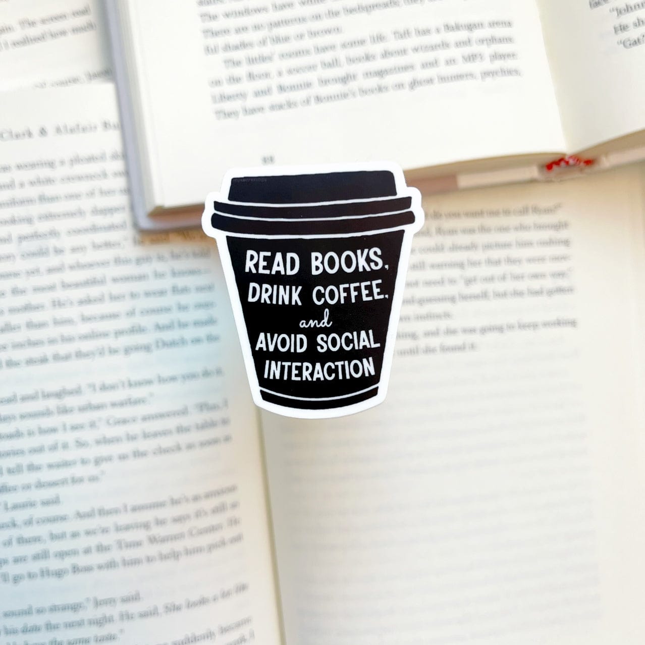 Mini Read Books Drink Coffee To Go Cup Sticker