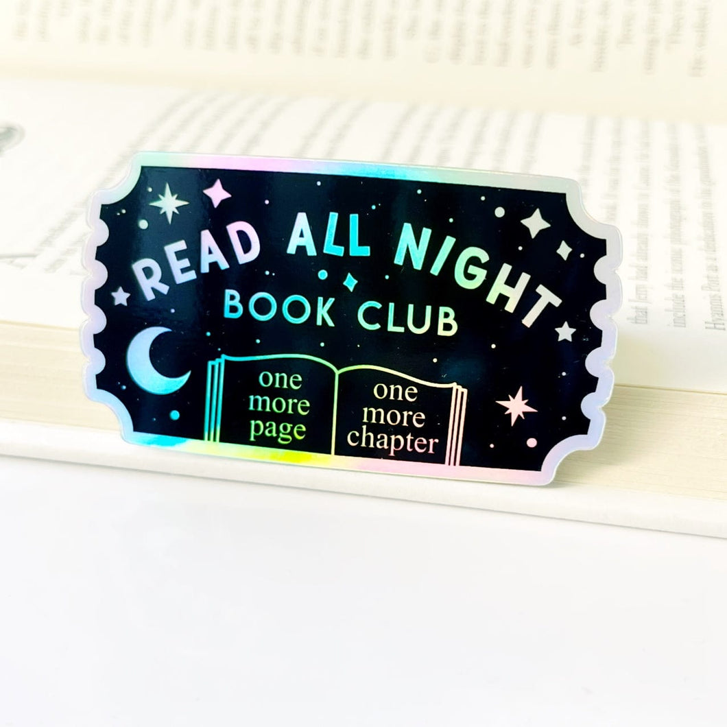 Holographic Read All Night Book Club Sticker