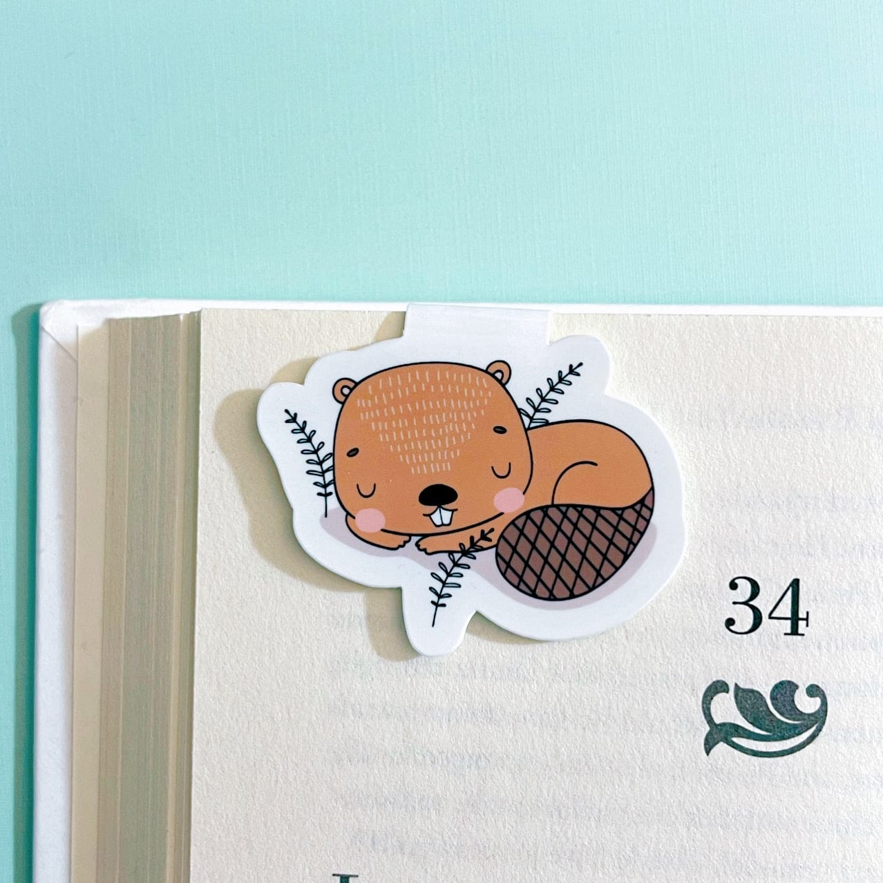 Sleeping Beaver Magnetic Bookmark
