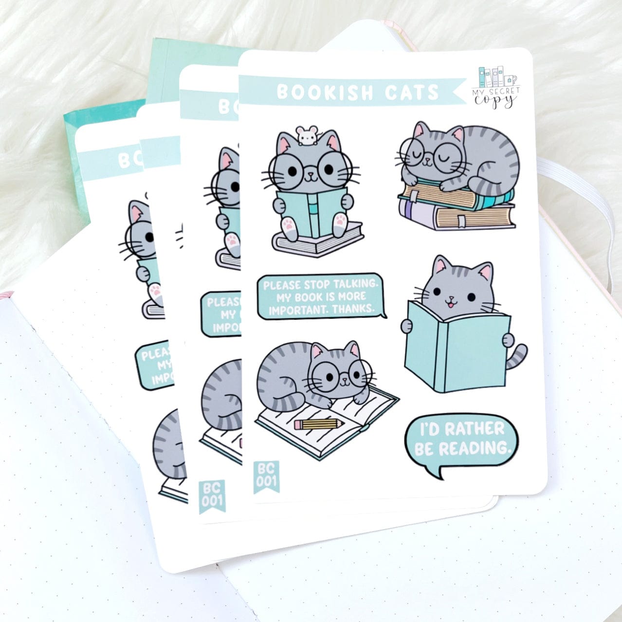Bookish Cats Sticker Sheet