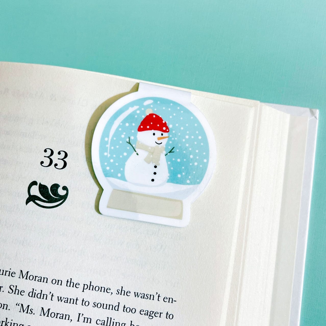 Snowman Snowglobe Magnetic Bookmark