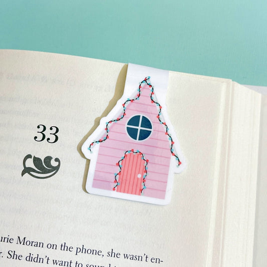 Pink Holiday House Magnetic Bookmark