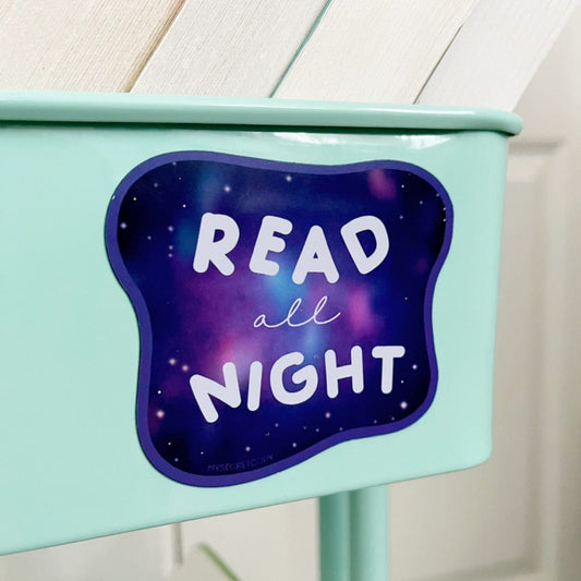 Read All Night Book Cart Magnet
