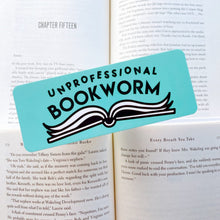 Load image into Gallery viewer, Teal Unprofessional Bookworm Bookmark
