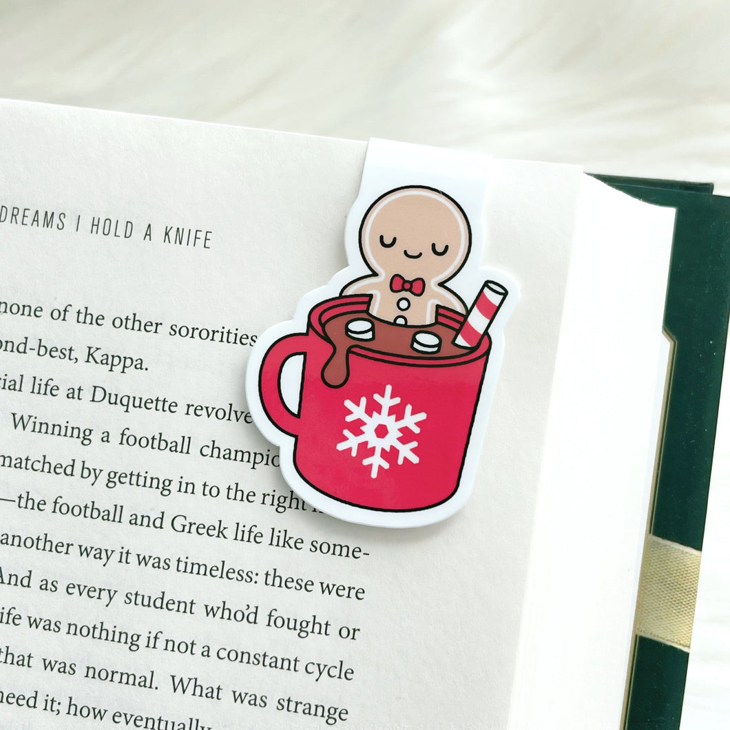 Hot Cocoa Gingerbread Man Magnetic Bookmark