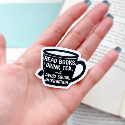 Mini Read Books Drink Tea Sticker